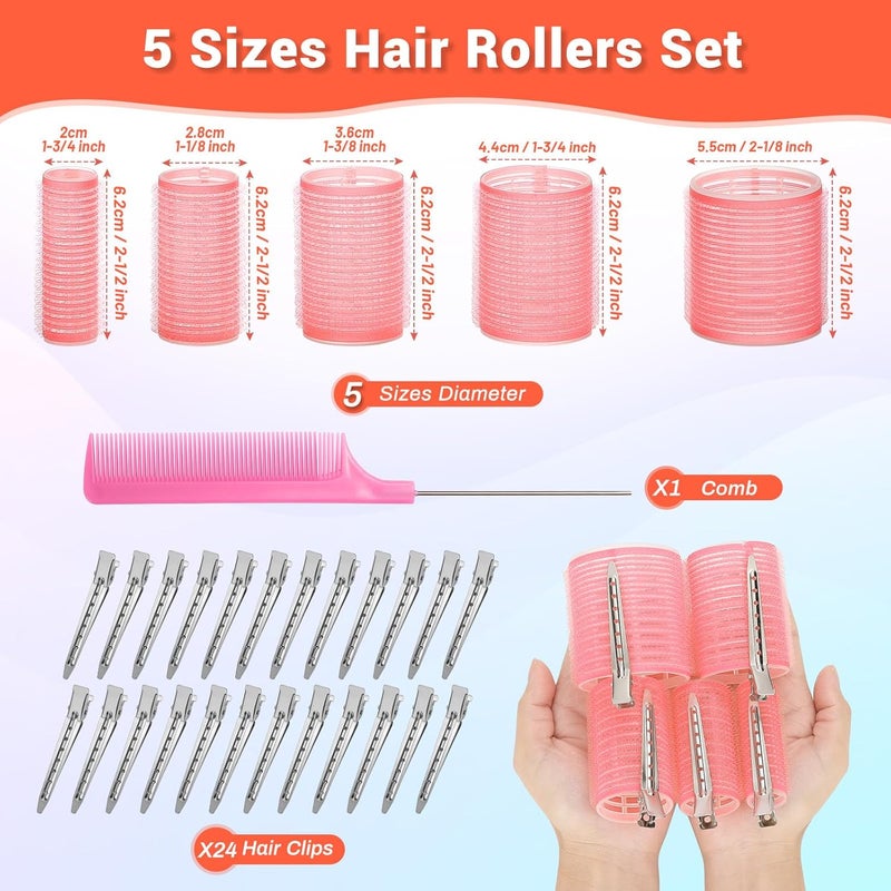 Audab 56 Pcs Hair Rollers Set for Blowout Look Long Hair, 30Pcs Rollers Curlers in 5 Sizes with 24 Pcs Clips and Storage Bag for Long Medium Short Hair Volume - Image 3